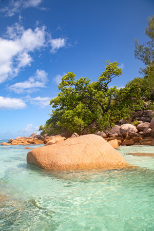 Famous Anse Lazio beach on the Praslin island, Seychellesの写真素材