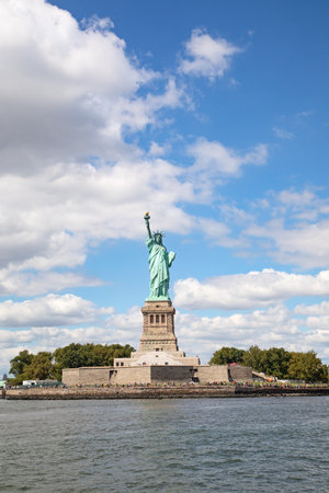 Statue of Liberty, Liberty island, New York harbour on Hudson river, United States of Americaの写真素材