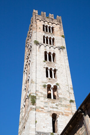 Historical medieval city Lucca in Tuscany, Italyの写真素材