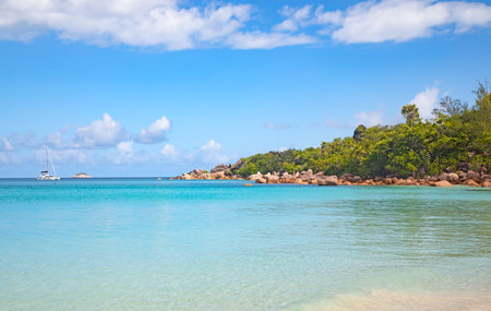 Famous Anse Lazio beach on the Praslin island, Seychellesの写真素材