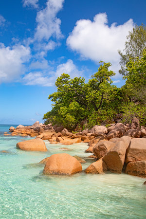 Famous Anse Lazio beach on the Praslin island, Seychellesの写真素材
