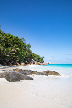 Famous Anse Georgette beach on the Praslin island, Seychellesの写真素材