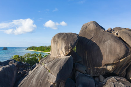 Famous Anse Source D'Argent beach on the La Digue island, Seychellesの写真素材