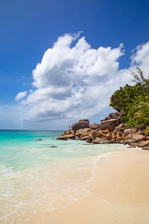 Famous Anse Georgette beach on the Praslin island, Seychellesの写真素材