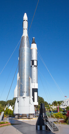 KENNEDY SPACE CENTER, FLORIDA, USA - APRIL 27, 2016: Space Shuttle Atlantis which is exhibited at the visitor complex of Kennedy Space Centerのeditorial素材