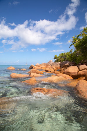 Famous Anse Lazio beach on the Praslin island, Seychellesの写真素材