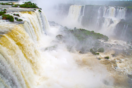 Parana river near Iguazu falls on the border between Argentina and Brazilの写真素材