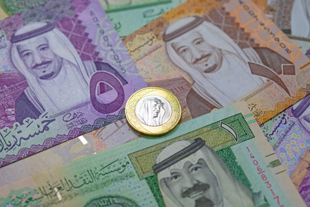 Collection of Saudi Arabia Riyal banknotesの写真素材