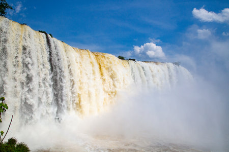 Parana river near Iguazu falls on the border between Argentina and Brazilの写真素材