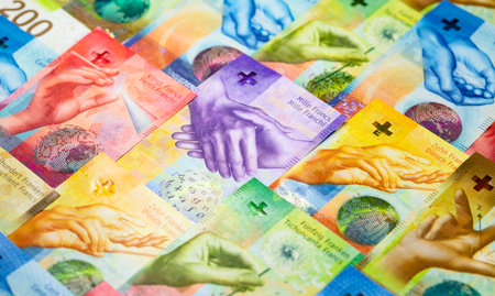 Collection of the new swiss banknotes (issued in 2017-2019)の写真素材