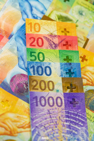 Collection of the new swiss banknotes (issued in 2017-2019)の写真素材