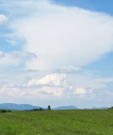 summer landscape with blue sky switzerlandの写真素材