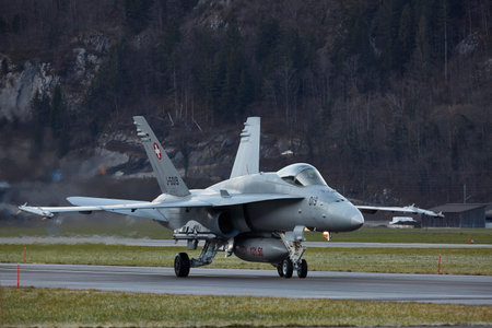 Swiss Air Force F / A-18 Hornet Air Patrol during WEF 2018, Meiringen Airbase