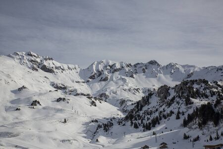 Hasliberg Mountains in winter with snow
