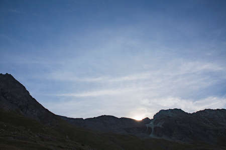 Sunrice at Glacier Lake Lac Chateaupre with Mory Glacier in Valais Switzerland