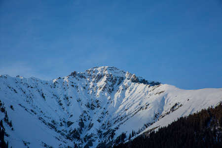 Winter landscape at Adelboden Switzerland with snow.
