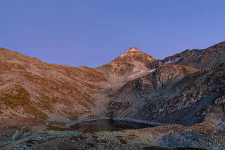 Sunset landscape around Chandolin Valais in the Swiss alps in summer.
