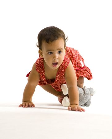 young pretty thai-english girl, isolated on whiteの写真素材