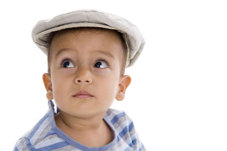 cute little boy with cap, isolated on white background