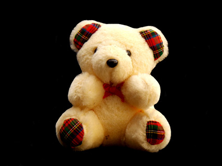 Bear doll isolated on black