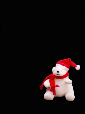 Christmas bear isolated on blackの写真素材