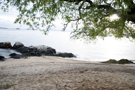 Summer tropical beach . Exotic luxury vacations scene.の写真素材