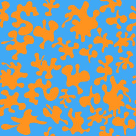 seamless pattern, orange blots on a blue background, vector illustrationのイラスト素材
