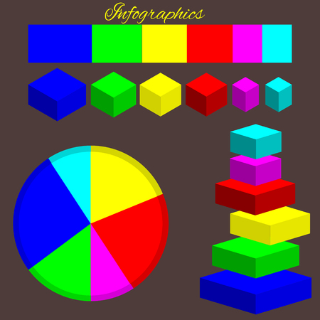 infographics, isometric color figures on a brown background,vector illustrationのイラスト素材