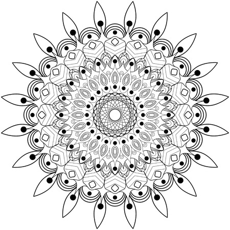 Outline Mandala for coloring book.Decorative elements. Oriental pattern, vector illustration. Anti-stress therapy pattern. Beautiful unusual circular pattern.のイラスト素材