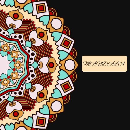 Vintage card with  mandala pattern and ornament.のイラスト素材