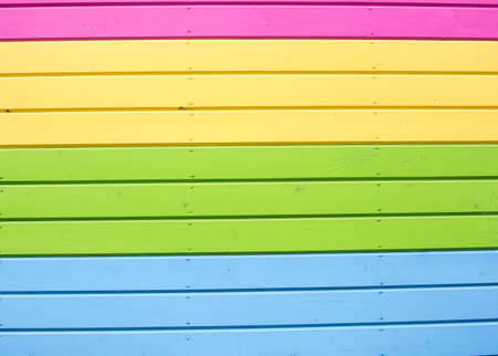 Bright colorful wall of multicolored boards.の写真素材