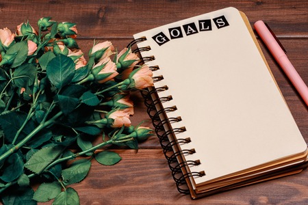 Beautiful spring layout with place for text, on a dark wooden