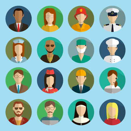 Professions Vector Flat Icons. Signs, symbols setのイラスト素材