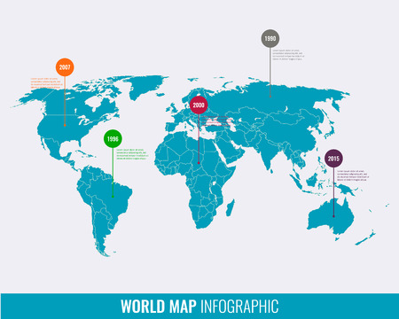 World map infographic template. All countries are selectableのイラスト素材