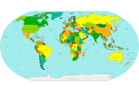 Highly detailed World map. Vector illustration.のイラスト素材