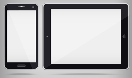 Realistic Tablet PC and Phone with white screen.のイラスト素材