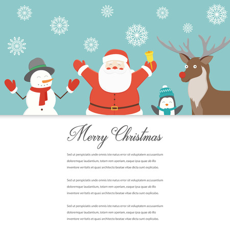 Funny Merry Christmas card. Christmas characters. Vector illustrationのイラスト素材