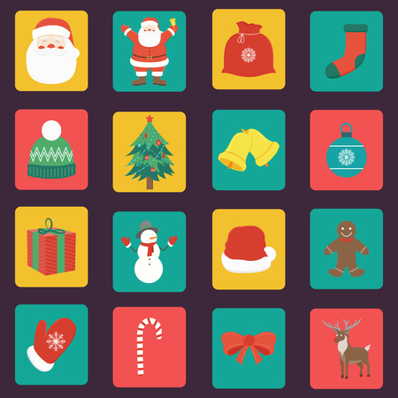Christmas Icons set. Flat design. Vector illustrationのイラスト素材