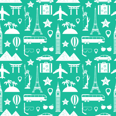 Seamless pattern. Travel and tourism concept. Vector illustrationのイラスト素材