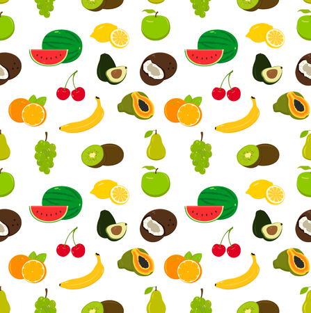 Fruits seamless pattern. Food background. Vector illustrationのイラスト素材