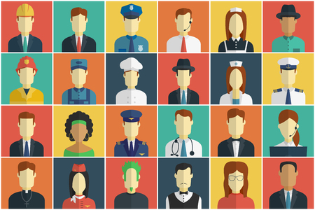 Professions Vector Flat Icons. Signs, symbols setのイラスト素材