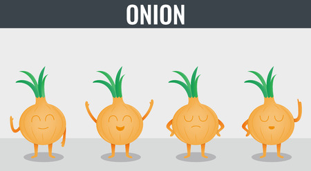 Onion. Funny cartoon vegetables. Organic food. Vectorのイラスト素材
