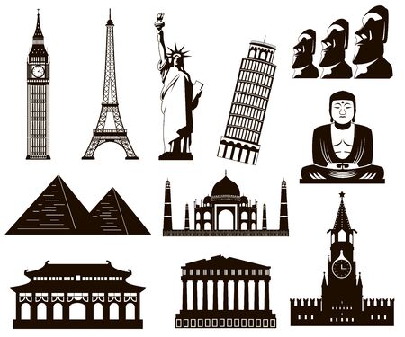 World landmarks silhouettes elements set.の写真素材