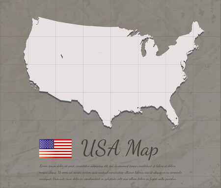 Vintage USA map. Paper card map silhouette. Vectorのイラスト素材