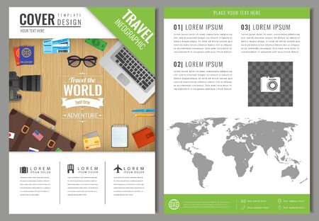 Travel brochure design. Template for Travel and Tourism concept. Vector illustrationのイラスト素材