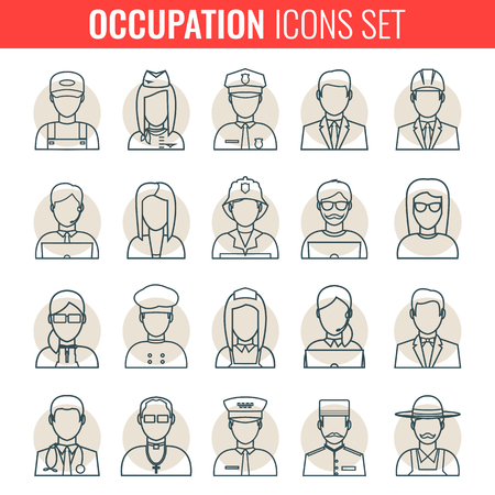 Professions Vector Flat Icons.のイラスト素材