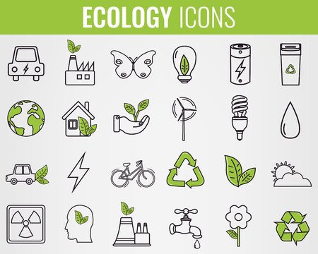 Ecology icons set. Icons for renewable energy, green technology. Hand drawn. Vectorのイラスト素材