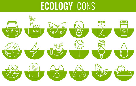Ecology icons set. Icons for renewable energy, green technology. Hand drawn. Vectorのイラスト素材