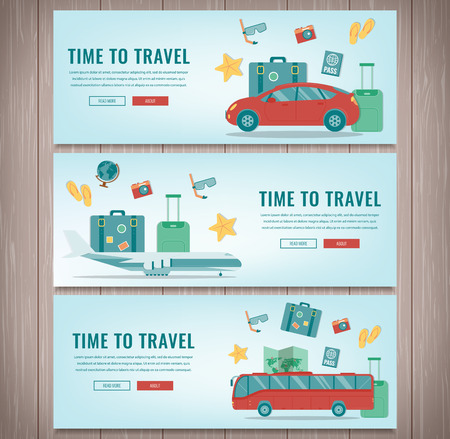 Travel banners. Summer holidays. Travel and tourism concept. Vectorのイラスト素材