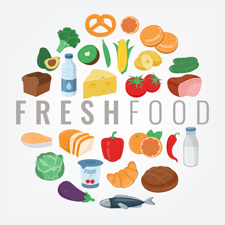 Food and Drink. Fruits and vegetables. Healthy eating concept.のイラスト素材